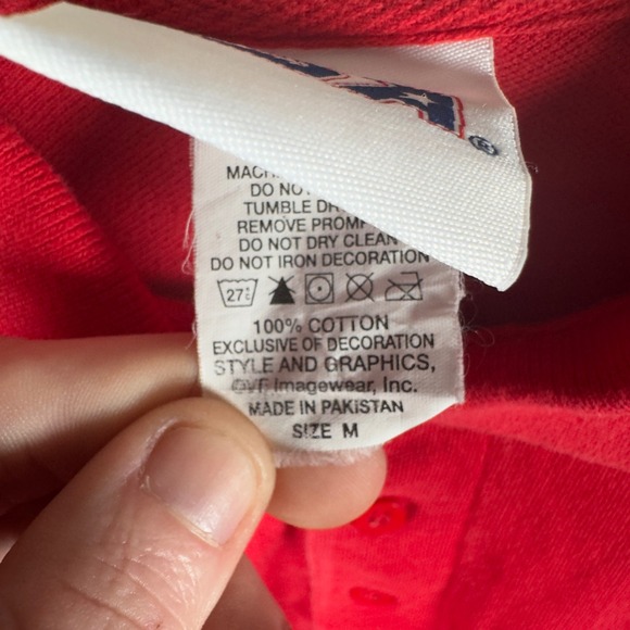 CSA Cincinnati Reds MLB Polo Shirt Mens Medium Red Black Colorblock Embroidered - Picture 4 of 8